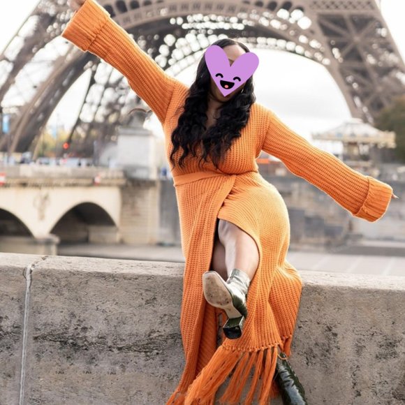 Orange Hanifa Cardigan Wrap Dress